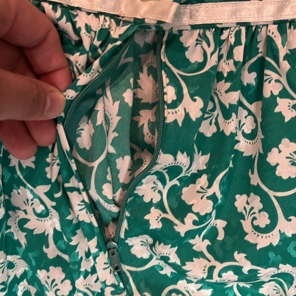 Gorgeous Kelly Green Paisley Button Vintage Flowy Short Sleeve Plus Dress 16 - Picture 9 of 9